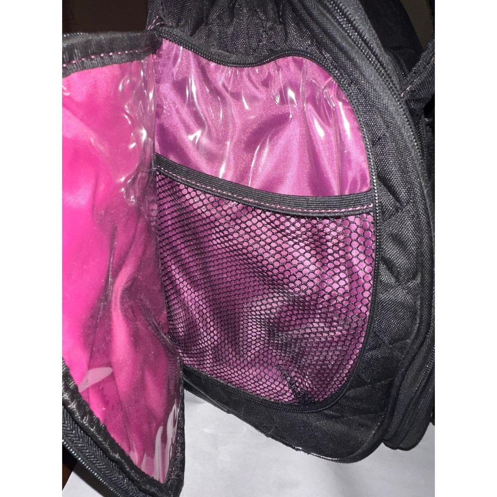 Delsey Quilted Rolling Carry On Bag Black Pink Legacy Travel Luggage - Picture 2 of 8